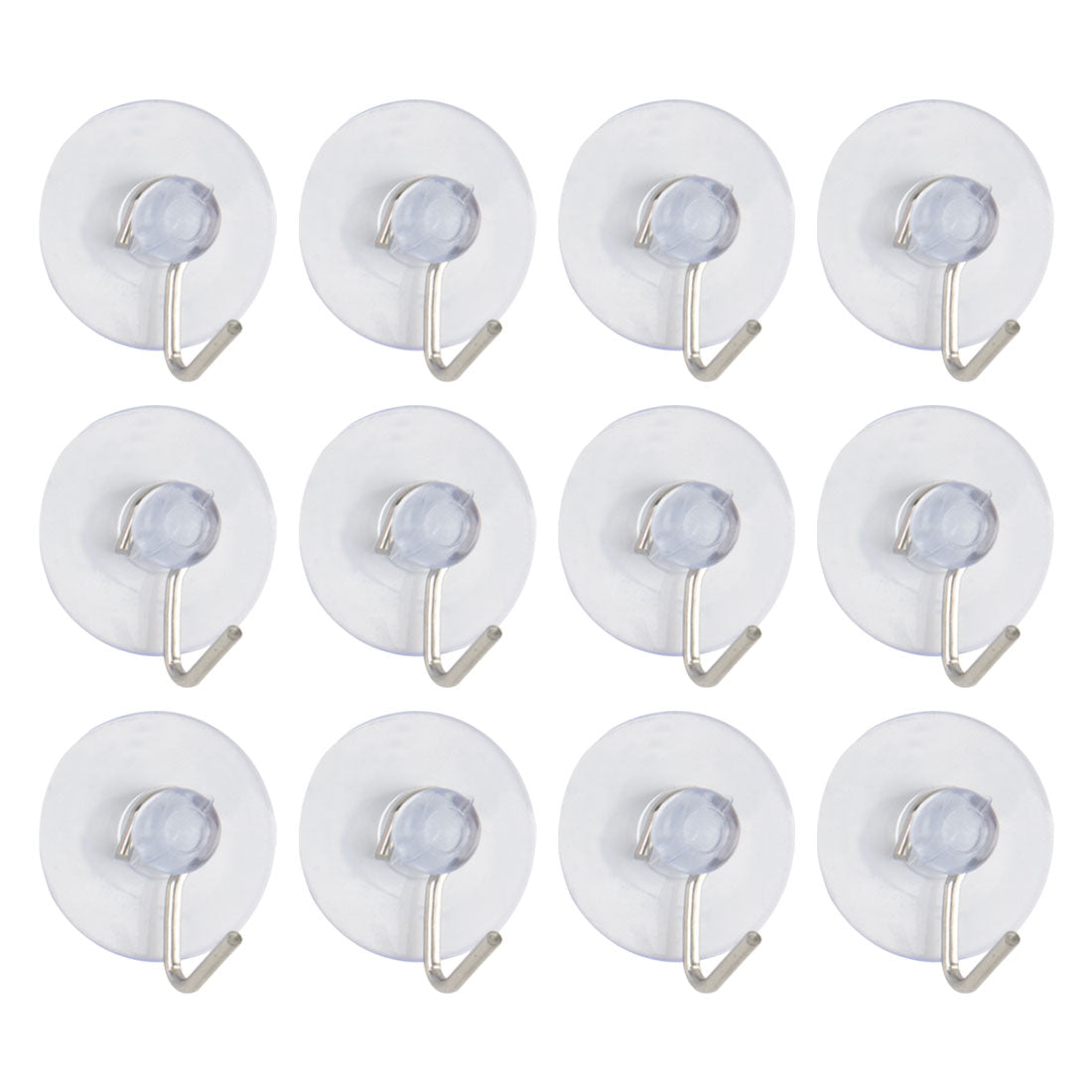 Harfington 12pcs Suction Cup Hooks 1" Diameter Removable Metal Hook Vacuum Hooks Hangers