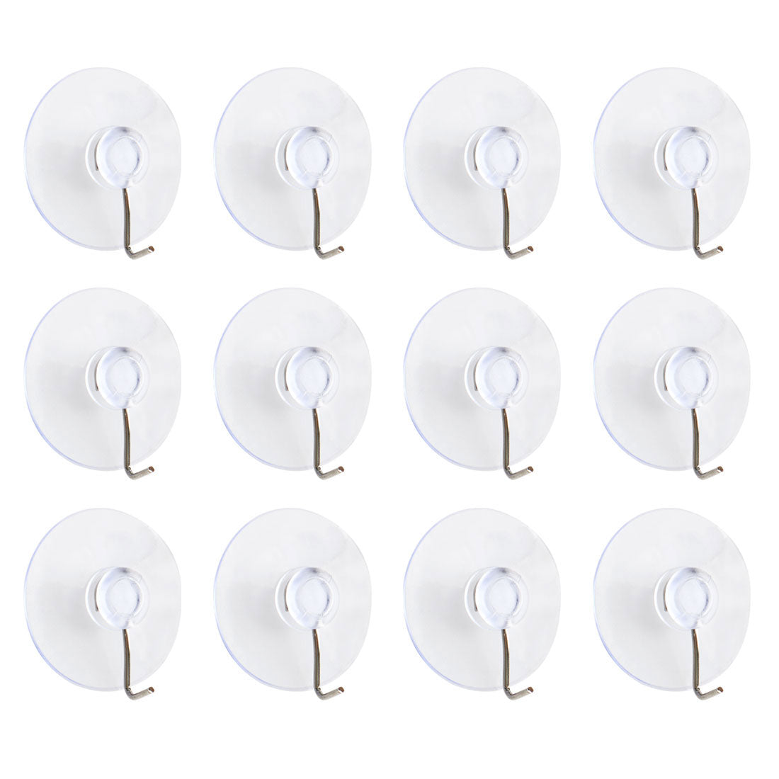 Harfington 12pcs Suction Cup Hooks 1.6" Removable Metal Hook Wall Vacuum Hooks Hanger Clear
