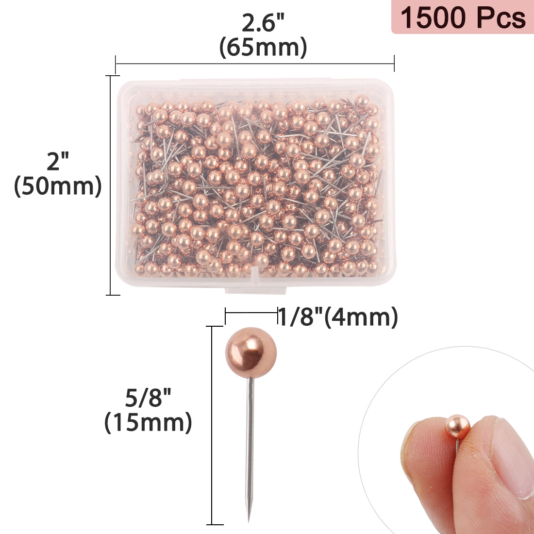 Harfington 1500pcs Round Head Push Pins Thumb Tacks for Home Bulletin Board Crafts 3 Colors