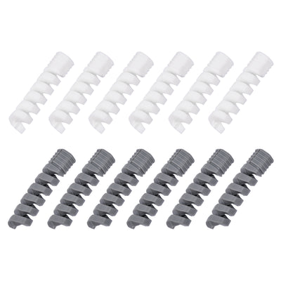 Harfington 12pcs Highly Flexible USB Protector White Grey Mouse Cable Protector for Cell Phones Computers Laptops Mouse Cable
