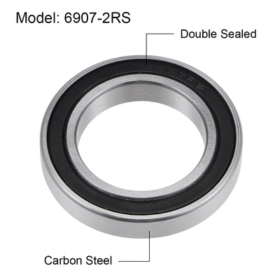 Harfington 6907-2RS Deep Groove Ball Bearings Z2 35x55x10mm Double Sealed Carbon Steel 5pcs