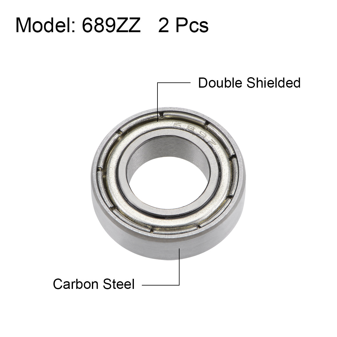 uxcell Uxcell Deep Groove Ball Bearing Metric Double Shielded High Carbon Steel Z2