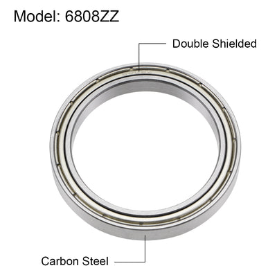 Harfington 6808ZZ Deep Groove Ball Bearings Z2 40x52x7mm Double Shielded Carbon Steel 4pcs