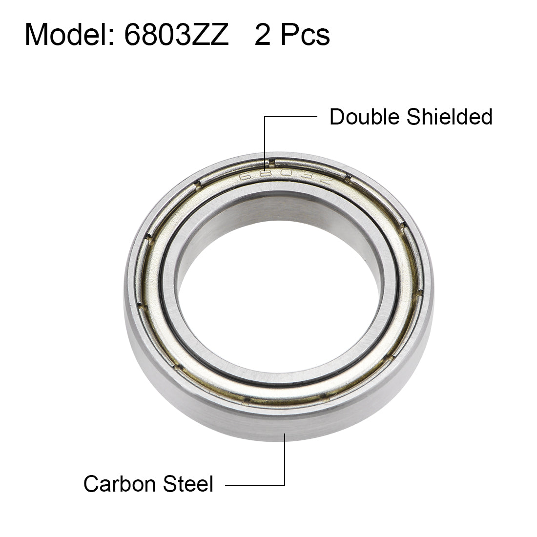 Harfington 6803ZZ Deep Groove Ball Bearings Z2 17x26x5mm Double Shielded Carbon Steel 5pcs
