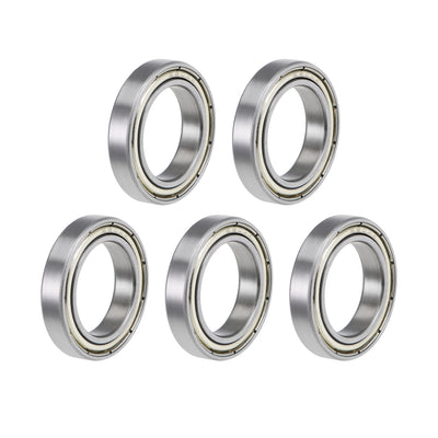 Harfington 6803ZZ Deep Groove Ball Bearings Z2 17x26x5mm Double Shielded Carbon Steel 5pcs