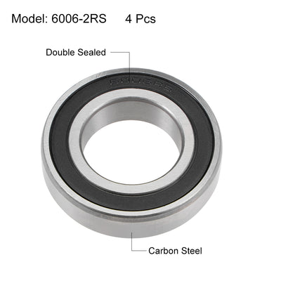 Harfington Deep Groove Ball Bearing Metric Double Sealed High Carbon Steel Z2