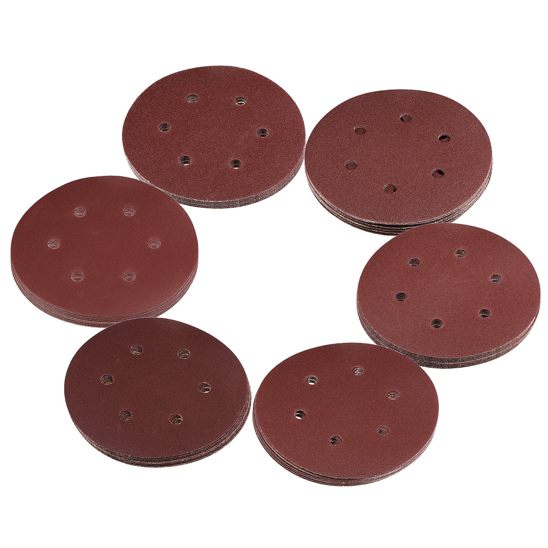Harfington 60pcs 6 inch 6 Hole Sanding Disc 80/100/120/150/180/240 Grit