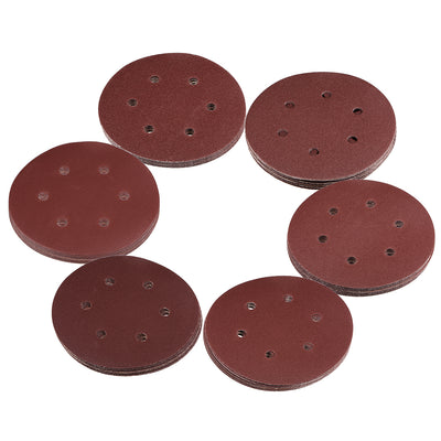 Harfington 60pcs 6 inch 6 Hole Sanding Disc 80/100/120/150/180/240 Grit