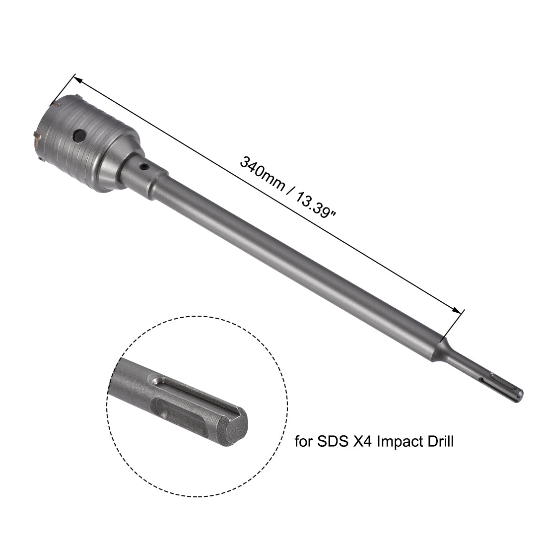 Harfington Wall Hole Drill Bit Concrete Cement Stone Hole Saw Cutter with Connecting Rod Drill for SDS X4 Impact Drill