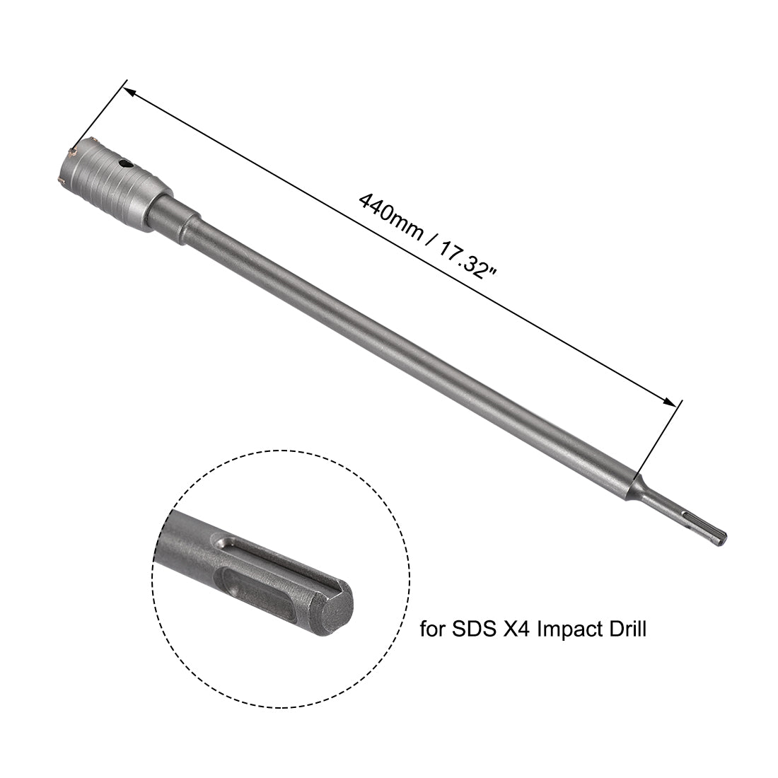 Harfington Wall Hole Drill Bit Stone Hole Saw Cutter with Connecting Rod Drill for SDS X4 Impact Drill
