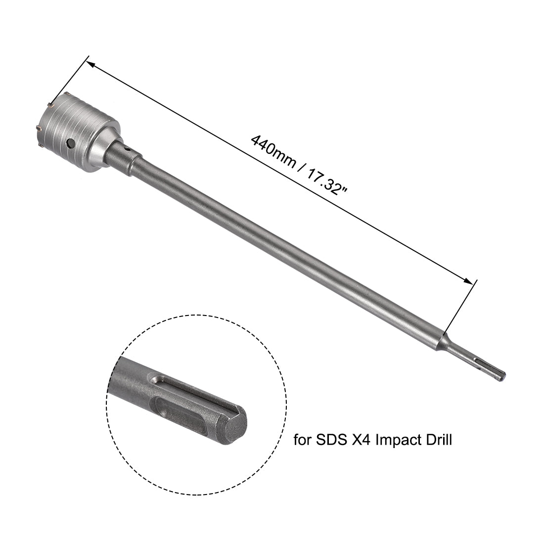 Harfington Wall Hole Drill Bit Stone Hole Saw Cutter with Connecting Rod Drill for SDS X4 Impact Drill
