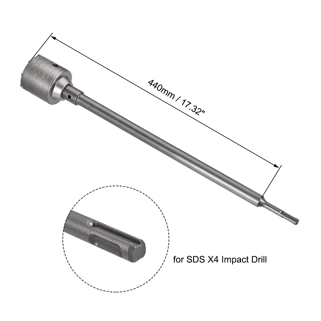 Harfington Wall Hole Drill Bit Stone Hole Saw Cutter with Connecting Rod Drill for SDS X4 Impact Drill