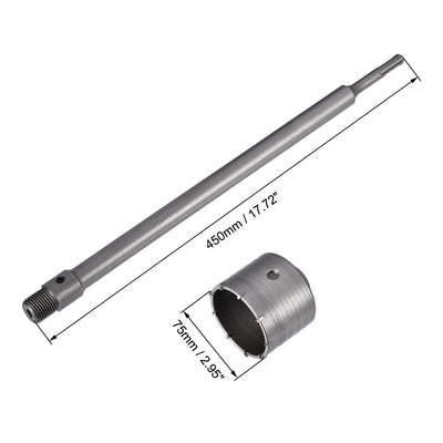 Harfington Wall Hole Drill Bit Stone Hole Saw Cutter with Connecting Rod Drill for SDS X4 Impact Drill