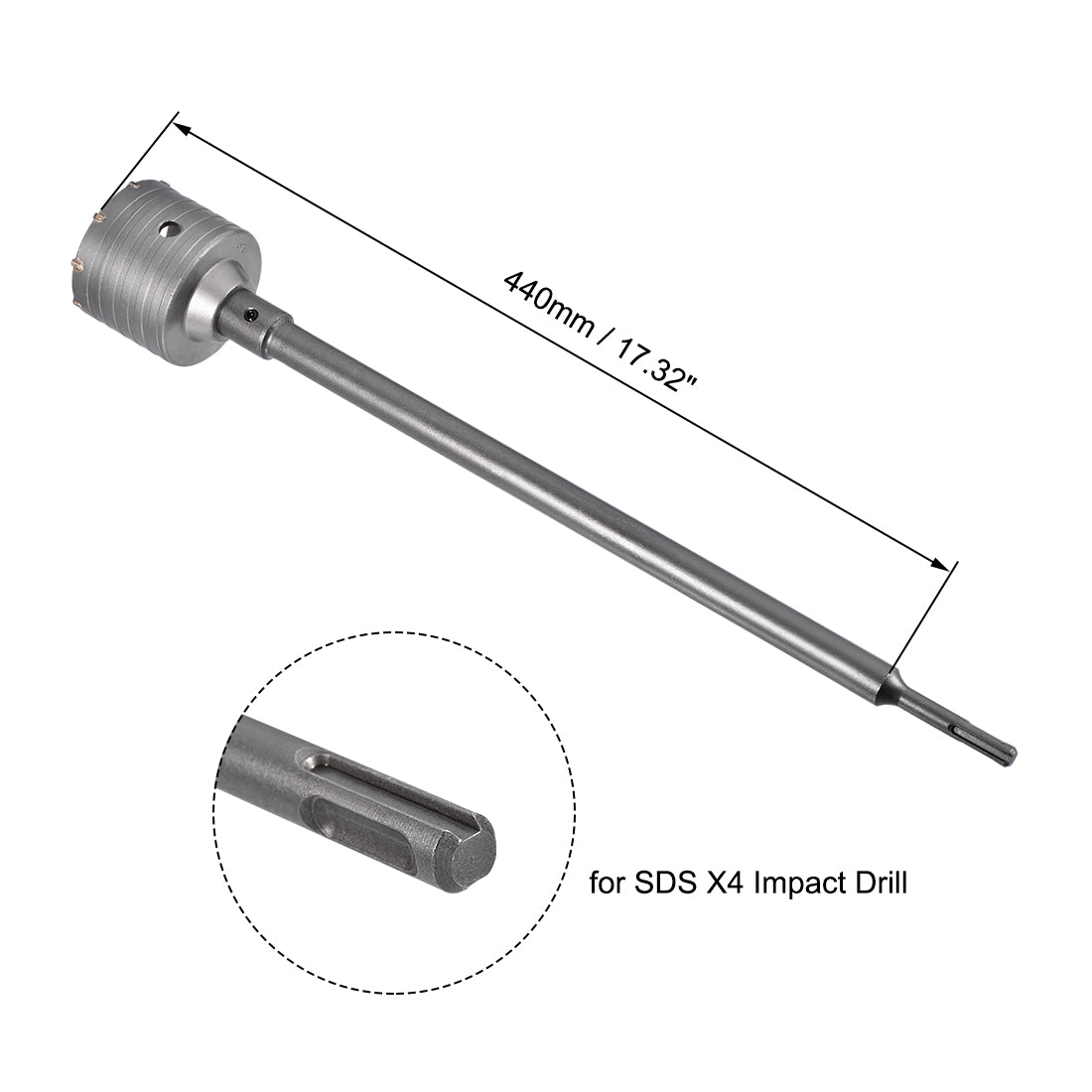 Harfington Wall Hole Drill Bit Stone Hole Saw Cutter with Connecting Rod Drill for SDS X4 Impact Drill