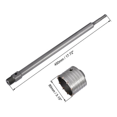 Harfington Wall Hole Drill Bit Stone Hole Saw Cutter with Connecting Rod Drill for SDS X4 Impact Drill