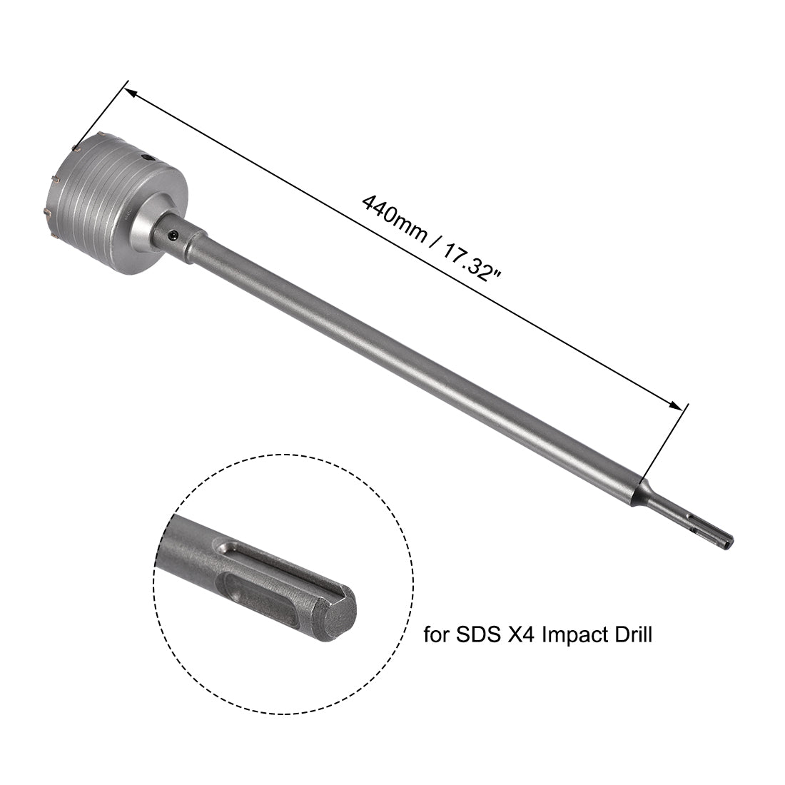 Harfington Wall Hole Drill Bit Stone Hole Saw Cutter with Connecting Rod Drill for SDS X4 Impact Drill