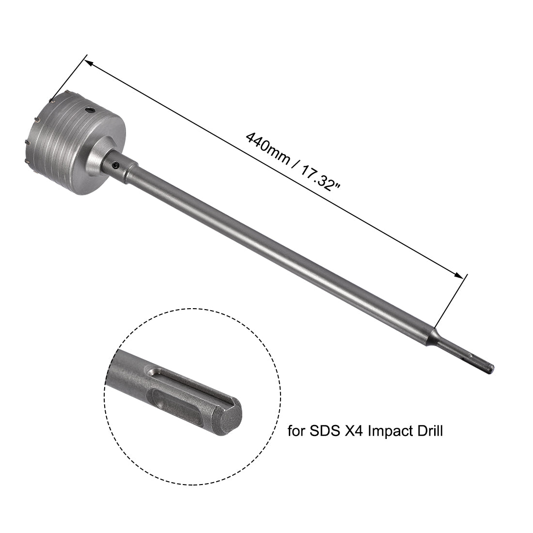 Harfington Wall Hole Drill Bit Stone Hole Saw Cutter with Connecting Rod Drill for SDS X4 Impact Drill