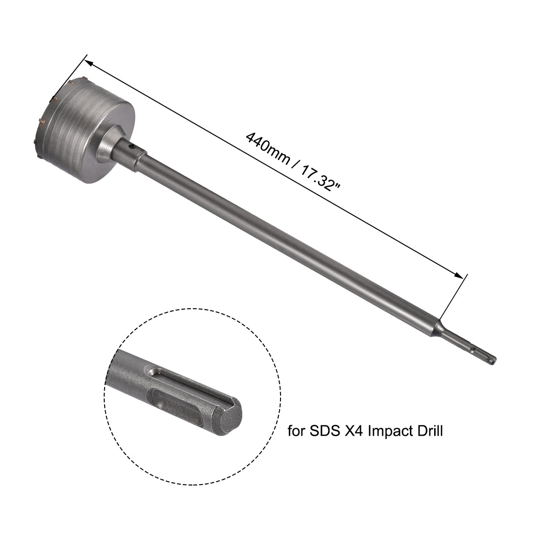 Harfington Wall Hole Drill Bit Stone Hole Saw Cutter with Connecting Rod Drill for SDS X4 Impact Drill