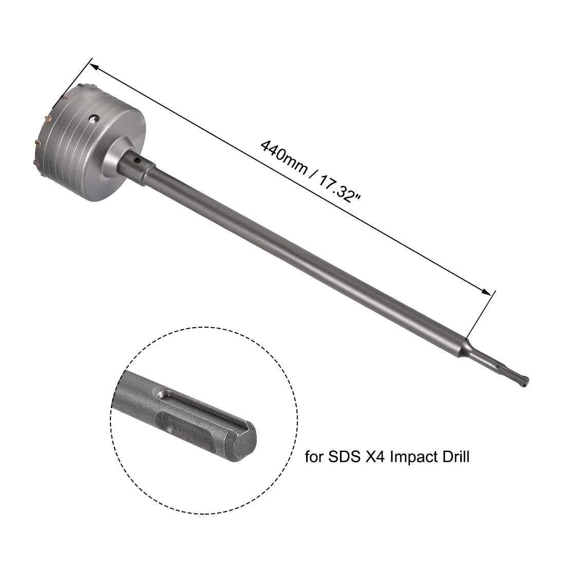 Harfington Wall Hole Drill Bit Stone Hole Saw Cutter with Connecting Rod Drill for SDS X4 Impact Drill