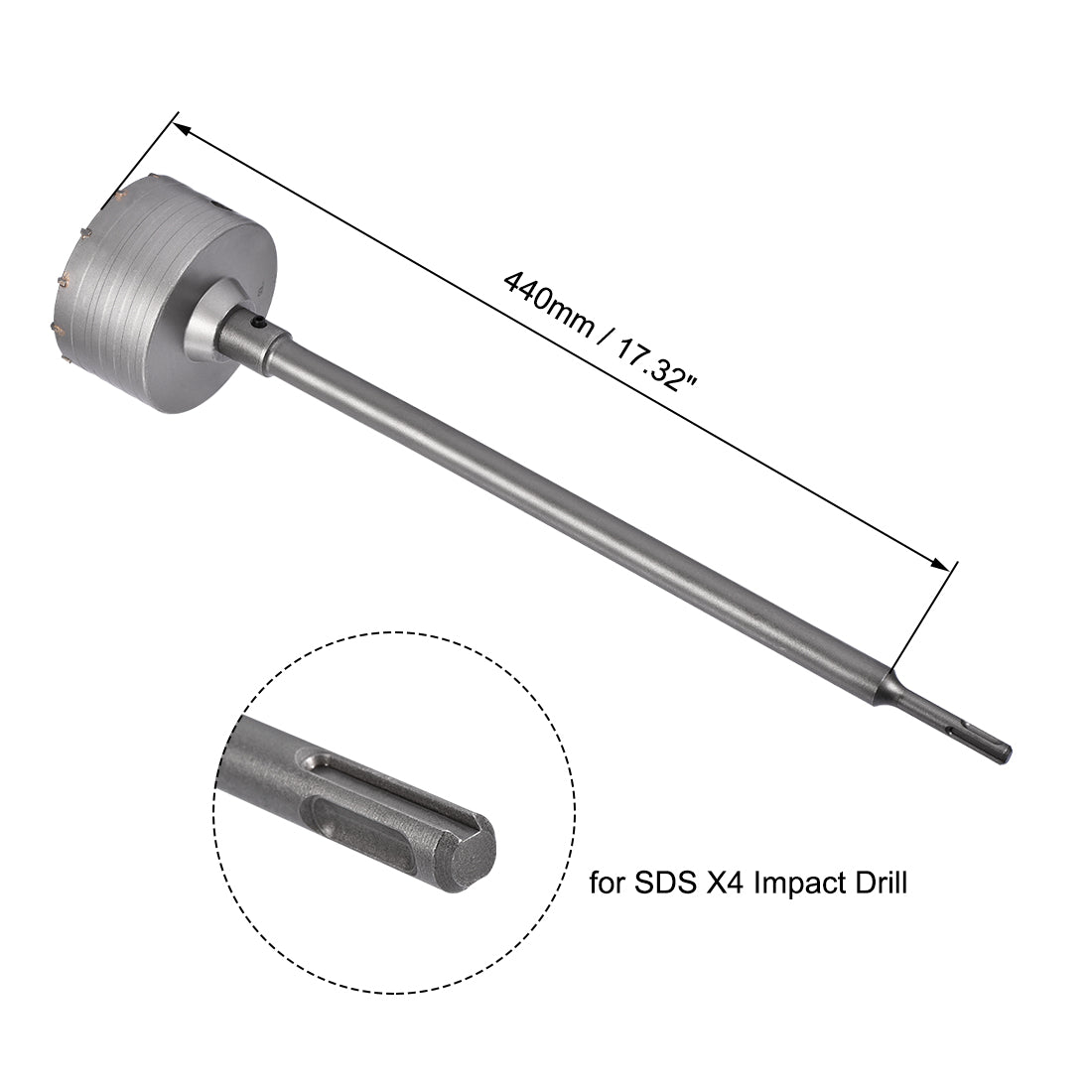 Harfington Wall Hole Drill Bit Stone Hole Saw Cutter with Connecting Rod Drill for SDS X4 Impact Drill