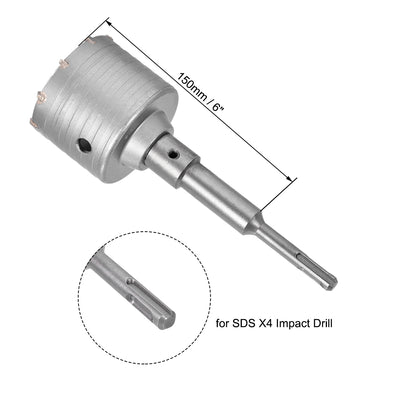 Harfington Wall Hole Drill Bit Hole Saw with Connecting Rod Drill for SDS X4 Impact Drill