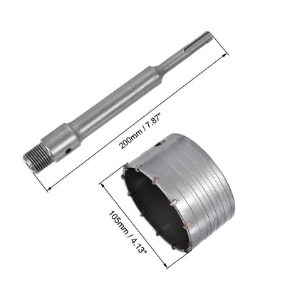 Harfington Wall Hole Drill Bit Hole Saw Round Shank with Connecting Rod Drill for SDS X4 Impact Drill