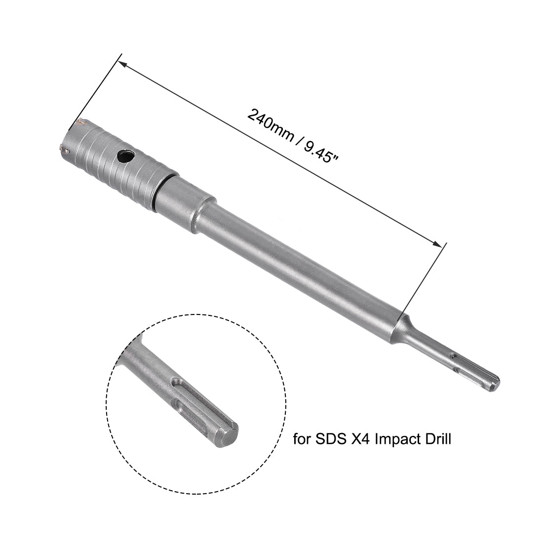 Harfington Wall Hole Drill Bit Stone Hole Saw Round Shank with Connecting Rod Drill for SDS X4 Impact Drill