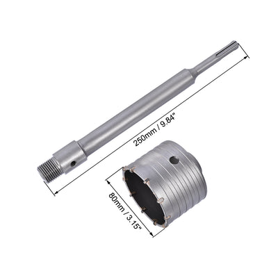 Harfington Wall Hole Drill Bit Stone Hole Saw Round Shank with Connecting Rod Drill for SDS X4 Impact Drill