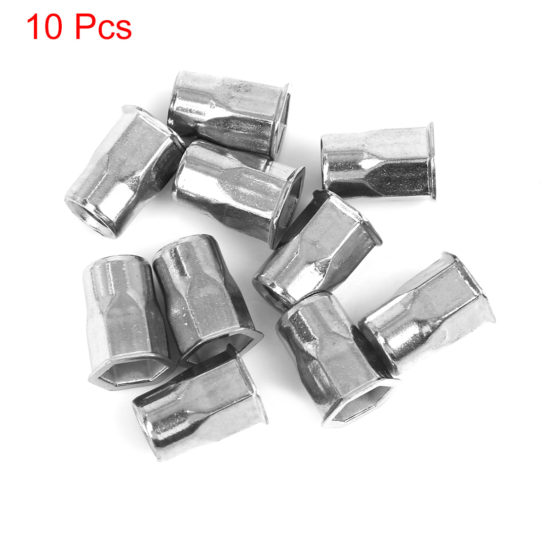 Harfington 10pcs 304 Stainless Steel M6 Rivet Nut Flat Head Threaded Insert Nut for Car