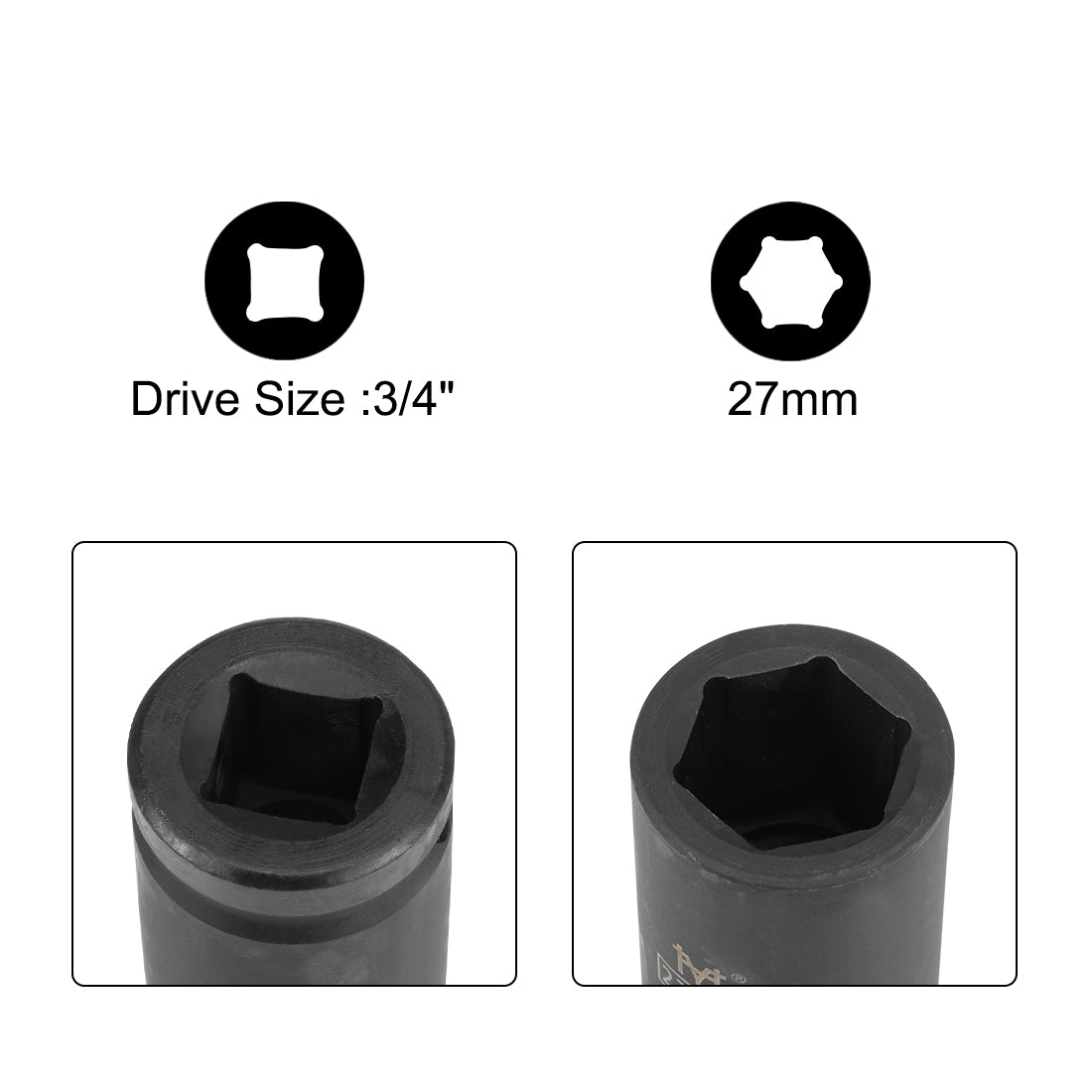 Harfington Drive by Deep Impact Socket, 6-Point, Cr-Mo Alloy Steel, Metric