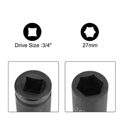 Harfington Drive by Deep Impact Socket, 6-Point, Cr-Mo Alloy Steel, Metric