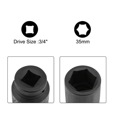 Harfington Drive by Deep Impact Socket, 6-Point, Cr-Mo Alloy Steel, Metric