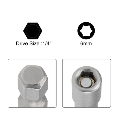 Harfington 2 Pcs 1/4" Quick-Change Hex Shank 6mm Magnetic Nut Sockets Driver, 150mm Length
