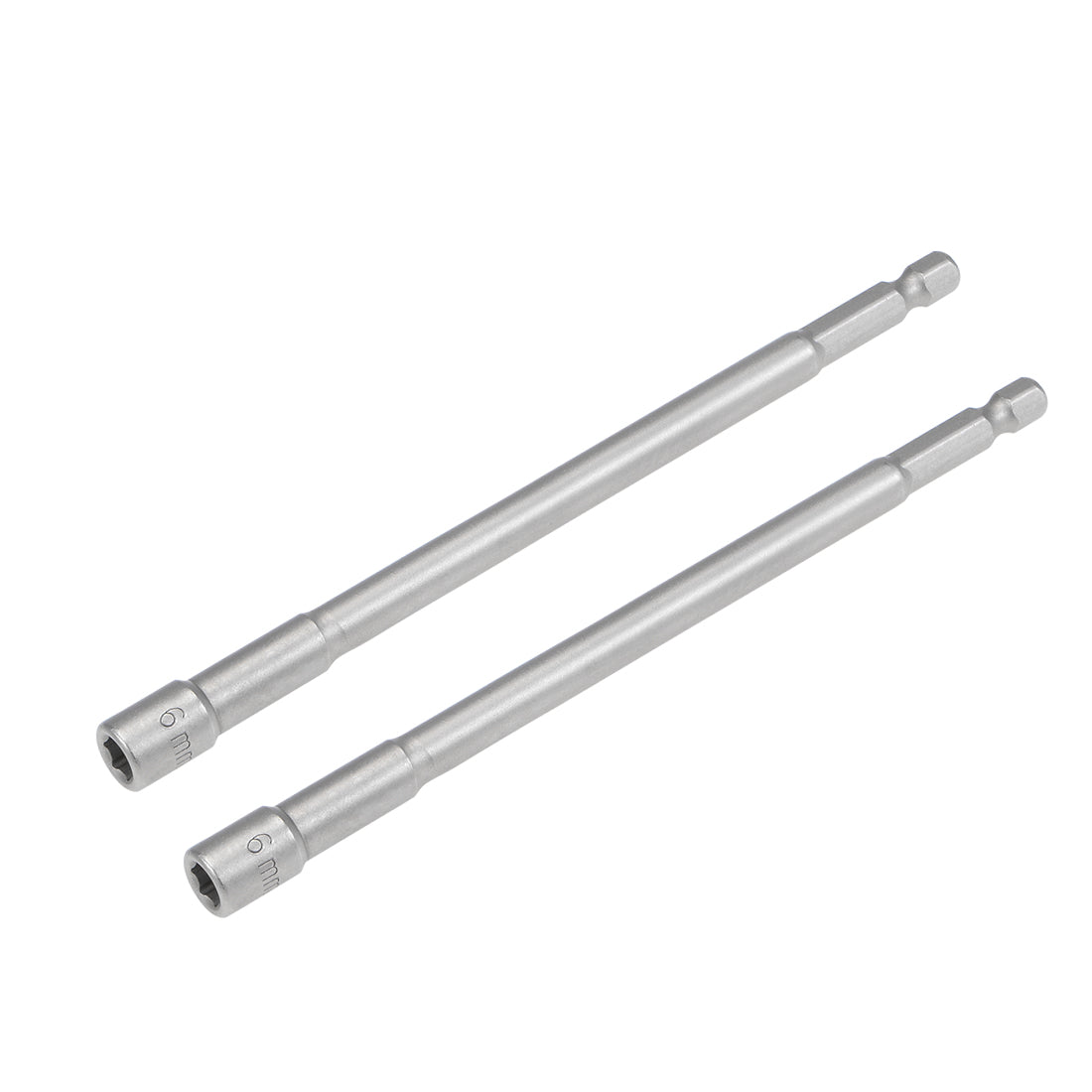 Harfington 2 Pcs 1/4" Quick-Change Hex Shank 6mm Magnetic Nut Sockets Driver, 150mm Length