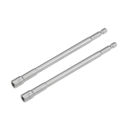 Harfington 2 Pcs 1/4" Quick-Change Hex Shank 6mm Magnetic Nut Sockets Driver, 150mm Length