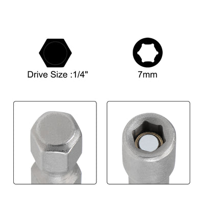 Harfington 2 Pcs 1/4" Quick-Change Hex Shank 7mm Magnetic Nut Sockets Driver, 150mm Length