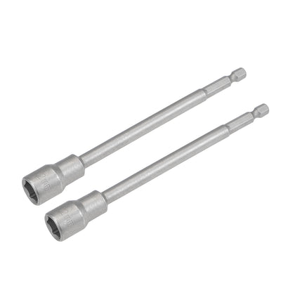 Harfington 2 Pcs 1/4" Quick-Change Hex Shank 12mm Magnetic Nut Sockets Driver, 150mm Length