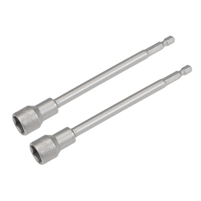 Harfington 2 Pcs 1/4" Quick-Change Hex Shank 14mm Magnetic Nut Sockets Driver, 150mm Length