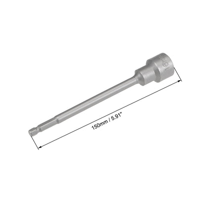 Harfington 2 Pcs 1/4" Quick-Change Hex Shank 16mm Magnetic Nut Sockets Driver, 150mm Length