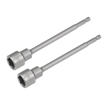 Harfington 2 Pcs 1/4" Quick-Change Hex Shank 16mm Magnetic Nut Sockets Driver, 150mm Length