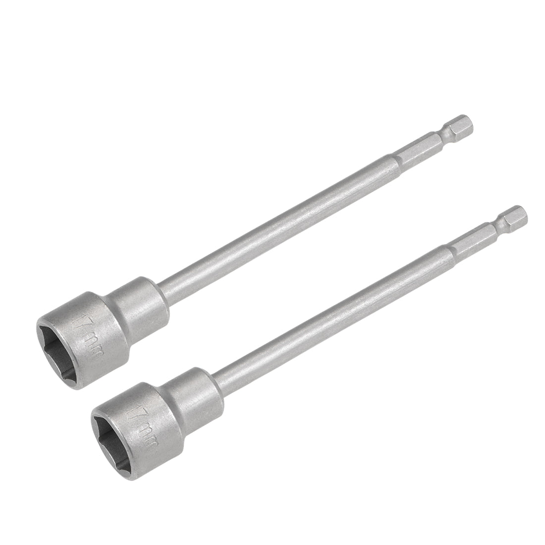 Harfington 2 Pcs 1/4" Quick-Change Hex Shank 17mm Magnetic Nut Sockets Driver, 150mm Length
