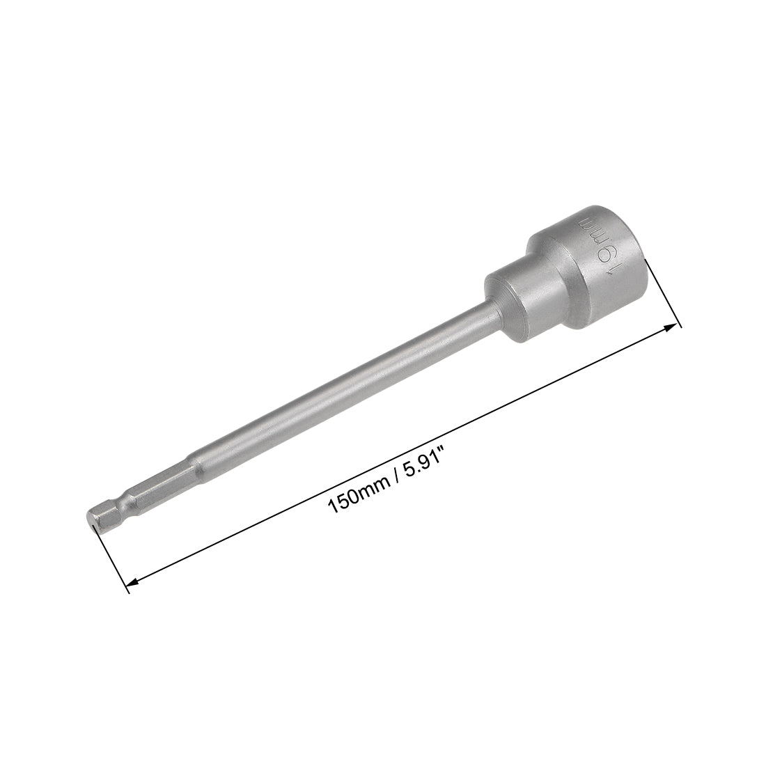 Harfington 2 Pcs 1/4" Quick-Change Hex Shank 19mm Magnetic Nut Sockets Driver, 150mm Length