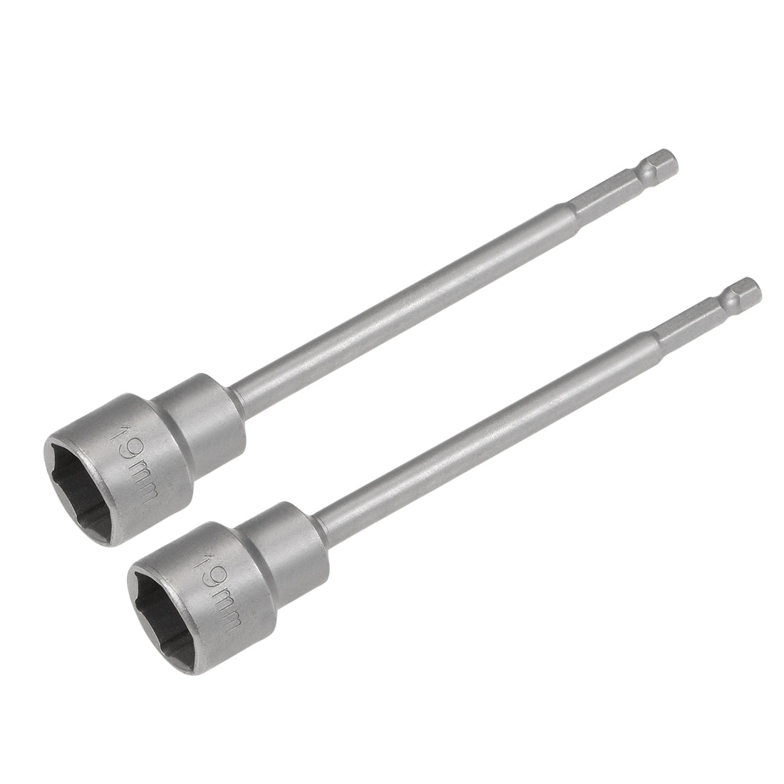 Harfington 2 Pcs 1/4" Quick-Change Hex Shank 19mm Magnetic Nut Sockets Driver, 150mm Length