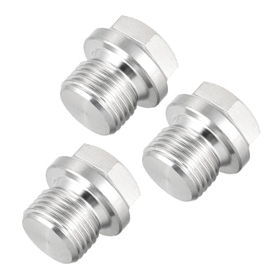 Harfington Male Outer Hex Head Plug  304 Stainless Steel Solid Thread Corrosion Resistant Bung Plug Pipe Fitting 3Pcs