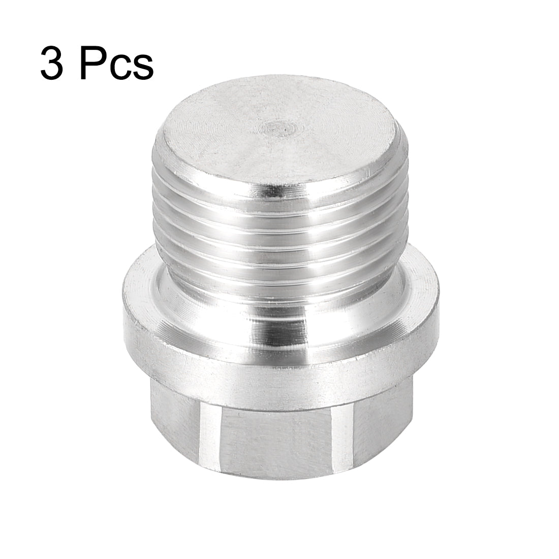 Harfington Male Outer Hex Head Plug  304 Stainless Steel Solid Thread Corrosion Resistant Bung Plug Pipe Fitting 3Pcs