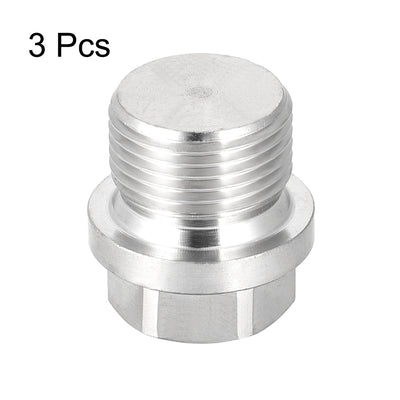 Harfington Male Outer Hex Head Plug  304 Stainless Steel Solid Thread Corrosion Resistant Bung Plug Pipe Fitting 3Pcs