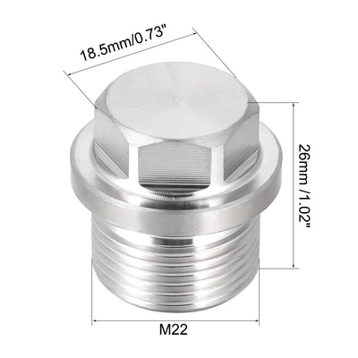 Harfington Male Outer Hex Head Plug 304 Stainless Steel Solid Thread Corrosion Resistant Bung Plug Pipe Fitting