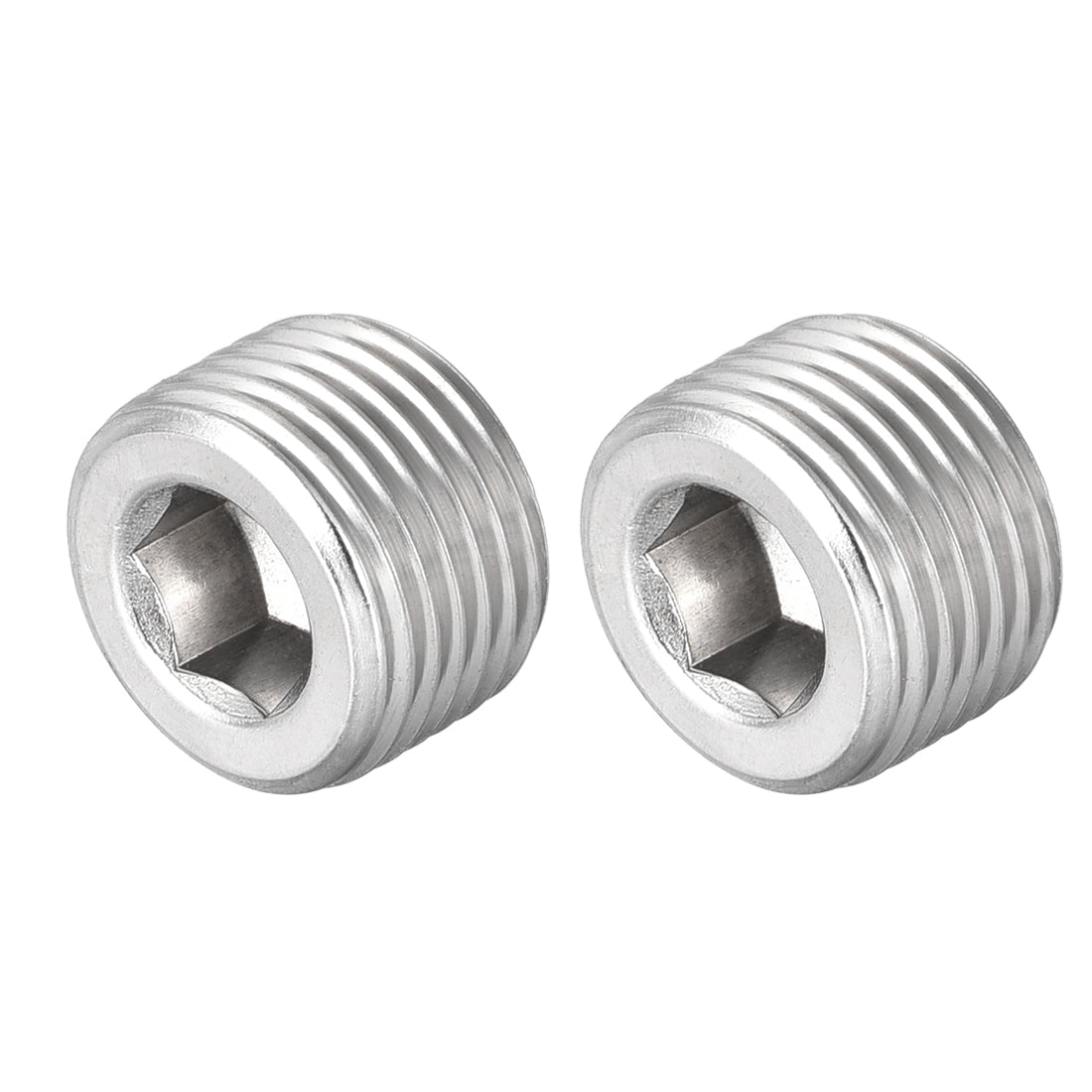 Harfington Hex Countersunk Plug - Stainless Steel Pipe Fitting Male Thread Socket Pipe Adapter Connector 2Pcs
