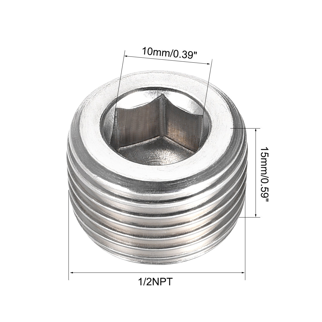 Harfington Hex Countersunk Plug - Stainless Steel Pipe Fitting Male Thread Socket Pipe Adapter Connector 2Pcs