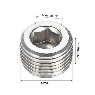 Harfington Hex Countersunk Plug - Stainless Steel Pipe Fitting Male Thread Socket Pipe Adapter Connector 2Pcs